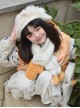 Good Big Goose Series Sweet Daily All-Match Embroidery White Goose Plush Winter Warm Sweet Lolita Scarf