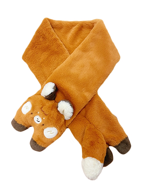 Brown Embroidered Fox Sweet Cute Daily All-Match Winter Warm Plush Sweet Lolita Scarf