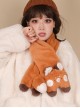 Brown Embroidered Fox Sweet Cute Daily All-Match Winter Warm Plush Sweet Lolita Scarf