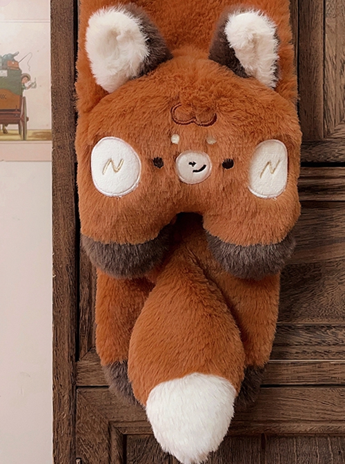 Brown Embroidered Fox Sweet Cute Daily All-Match Winter Warm Plush Sweet Lolita Scarf