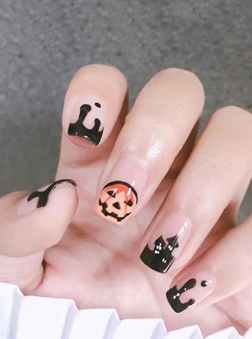 Halloween Sweet Cool Funny Pumpkin Finished Disposable Manicure Nail Pieces