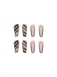 Black Gold Atmospheric French Gold Foil Black Gradient Finished Disposable Manicure Nail Pieces