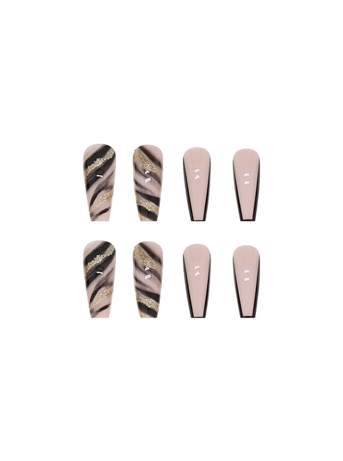 Black Gold Atmospheric French Gold Foil Black Gradient Finished Disposable Manicure Nail Pieces