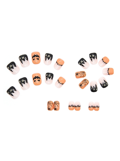 Pumpkin Spider Orange Cute Ghost Face Halloween Finished Disposable Manicure Nail Pieces