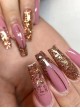 Shiny Gold Foil Pink Internet Celebrity Finished Disposable Manicure Nail Pieces