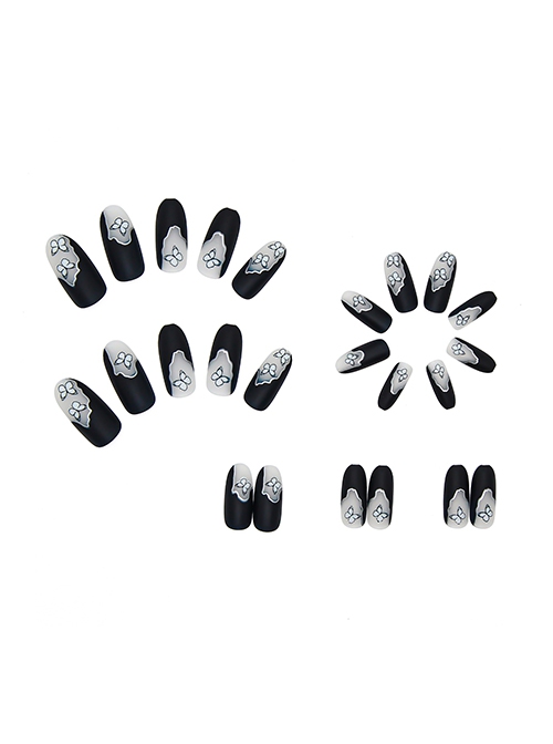 Black Matte Butterfly Sweet Cool Finished Disposable Manicure Nail Pieces