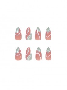 French Simple Line Pure Color Finished Disposable Manicure Nail Pieces