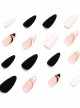 Black White Heart-Shaped French Simple Gold Thread Jumping Color Matte Finished Disposable Manicure Nail Pieces