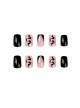 Hand-Painted Series Black Bevelled French Snake Finished Disposable Manicure Nail Pieces