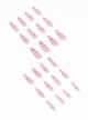 Pink-White Color Matching Lines Detachable Finished Disposable Manicure Nail Pieces