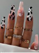 Black-White Milk Cow Pattern Color Matching Simple Detachable Finished Disposable Manicure Nail Pieces