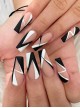 Simple Black-White Geometric Color Matching Detachable Finished Disposable Manicure Nail Pieces