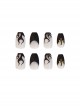 Flame Series Short Transparent Black Flame Golden Cross Detachable Finished Disposable Manicure Nail Pieces