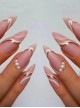 French Series Pink Simple Lines Pearl Decoration Detachable Finished Disposable Manicure Nail Pieces