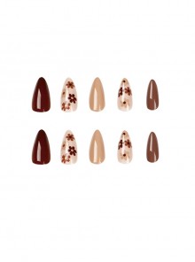 Flower Series Brown Autumn Winter Solid Color Flowers Detachable Finished Disposable Manicure Nail Pieces