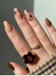 Flower Series Brown Autumn Winter Solid Color Flowers Detachable Finished Disposable Manicure Nail Pieces