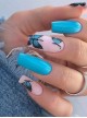 Butterfly Series Sky Blue Solid Color Butterfly Detachable Finished Disposable Manicure Nail Pieces