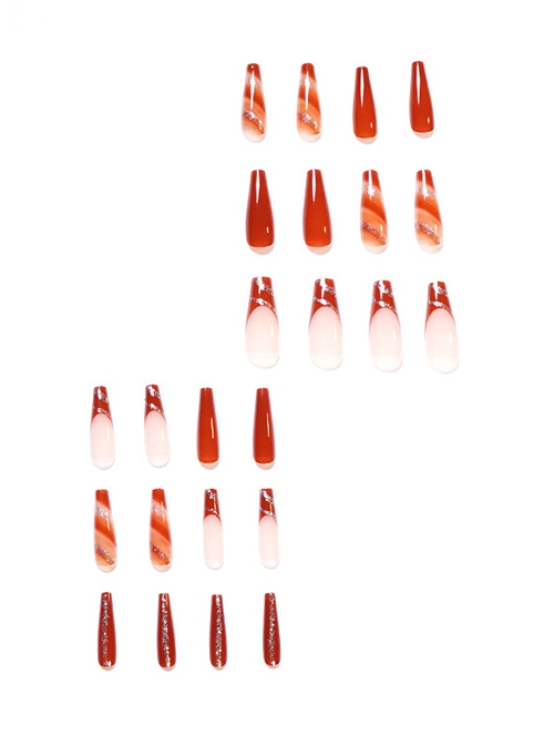 Maple Leaf Red Gradient Sequins Long Detachable Finished Disposable Manicure Nail Pieces