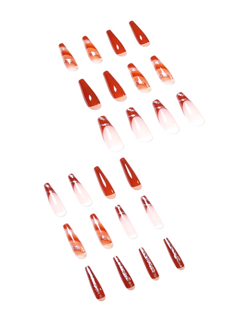 Maple Leaf Red Gradient Sequins Long Detachable Finished Disposable Manicure Nail Pieces