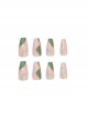 French Graffiti Series Green White Gold Powder Color Matching Detachable Finished Disposable Manicure Nail Pieces