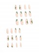 French Graffiti Series Green White Gold Powder Color Matching Detachable Finished Disposable Manicure Nail Pieces
