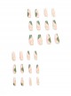 French Graffiti Series Green White Gold Powder Color Matching Detachable Finished Disposable Manicure Nail Pieces