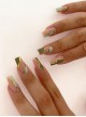 French Graffiti Series Green White Gold Powder Color Matching Detachable Finished Disposable Manicure Nail Pieces