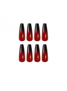 Long Ballet Series Red Black Gradient Simple Detachable Finished Disposable Manicure Nail Pieces