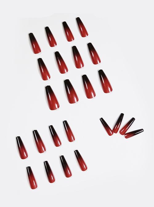 Long Ballet Series Red Black Gradient Simple Detachable Finished Disposable Manicure Nail Pieces