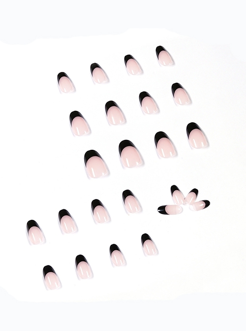 French Series Black Edge Nude Simple Detachable Finished Disposable Manicure Nail Pieces
