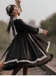 Nun Style Black-White Stand-Up Collar Lace Ruffles Large Skirt Classic Lolita Long-Sleeved Dress