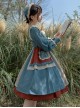 Elegant Square Neck Autumn Winter Embroidered Pocket Asymmetrical Hem Design Classic Lolita Long Sleeve Dress