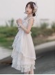 Wild Swan Series White Suspenders Autumn Winter Irregular Hem Design Classic Lolita Sleeveless Dress