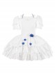 White Jacquard Lace Puff Sleeve Blue Rose Decoration Sexy Gothic Lolita Short Sleeve Dress