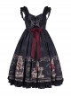 Nightingale And Rose Series Vintage Birdcage Print Bow Knot Ruffle Gothic Lolita Sleeveless Dress