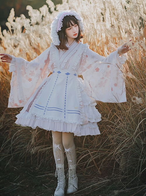 Japanese Ruffled Collar Large Sleeves Bowknot Classic Lolita Long-Sleeved Dress