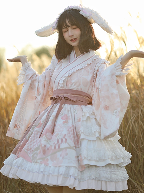 Japanese Ruffled Collar Large Sleeves Bowknot Classic Lolita Long-Sleeved Dress