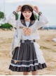 Chasing Shore Series College Style Lace Naval Collar Autumn Long-Sleeved Blouses School Lolita Skirt Suit