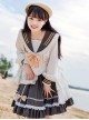Chasing Shore Series College Style Lace Naval Collar Autumn Long-Sleeved Blouses School Lolita Skirt Suit