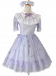 Sweet Chiffon Lace Print Bow-Knot Sweet Lolita Short Sleeve Dress