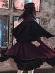 Fake Two Piece Design Stand Collar Pleated Drawstring Hem Dress Velvet Hooded Cloak School Lolita Long Sleeve Dress Set