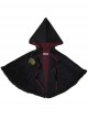 Fake Two Piece Design Stand Collar Pleated Drawstring Hem Dress Velvet Hooded Cloak School Lolita Long Sleeve Dress Set