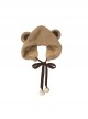 Little Bear Coco Tea Series Doll Collar Plush Winter Warm Little Bear Hat Detachable Classic Lolita Long-Sleeved Coat