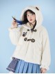 Little Bear Fresh Milk Tea Series Cute Little Bear Ears Lamb Wool Hooded Plush Winter Warm Classic Lolita Long-Sleeved Coat