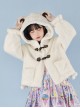 Little Bear Fresh Milk Tea Series Cute Little Bear Ears Lamb Wool Hooded Plush Winter Warm Classic Lolita Long-Sleeved Coat