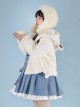 Little Bear Fresh Milk Tea Series Cute Little Bear Ears Lamb Wool Hooded Plush Winter Warm Classic Lolita Long-Sleeved Coat