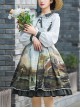 Shimmer Series Pastoral Style Retro Oil Painting Printing Sweet Doll Collar Daily Classic Lolita Long-Sleeved Dress