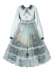 Shimmer Series Pastoral Style Retro Oil Painting Printing Sweet Doll Collar Daily Classic Lolita Long-Sleeved Dress