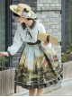 Shimmer Series Pastoral Style Retro Oil Painting Printing Sweet Doll Collar Daily Classic Lolita Long-Sleeved Dress