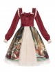 Brumaire Coup Series Court Red Velvet Retro Upper Body Oil Painting Printed Skirt Hem Classic Lolita Long-Sleeved Dress